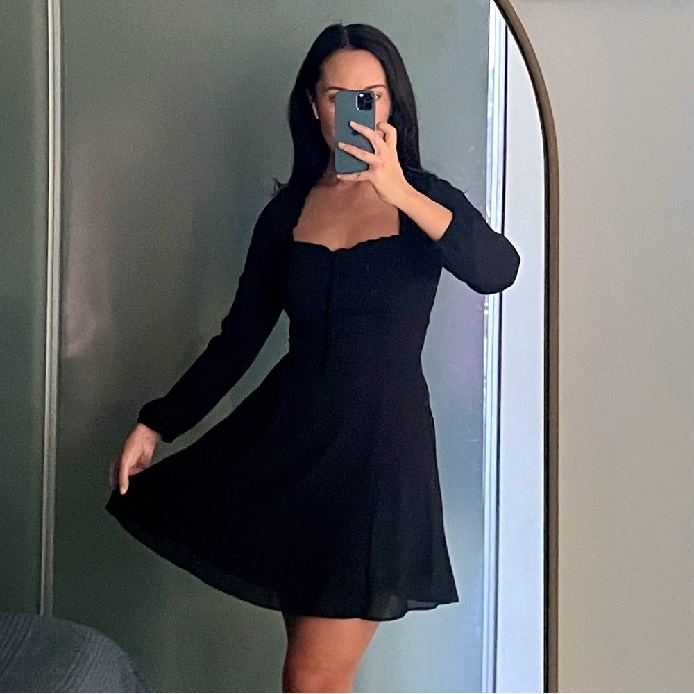 Abercrombie & Fitch Black Portrait Neck Mini Dress (S)